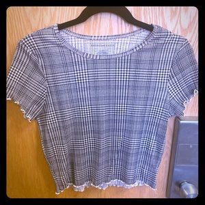 American Eagle Plaid rib knit t shirt
